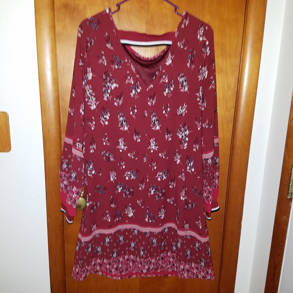 Maurices Burgundy Floral Dress